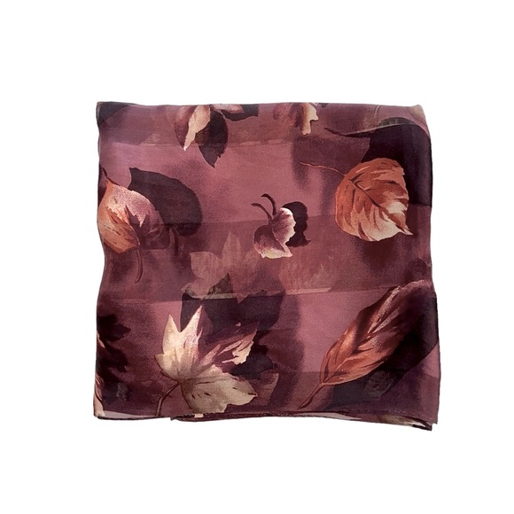 LIKE NEW Charter Club Silk Scarf with Leaf Design - Picture 4 of 5